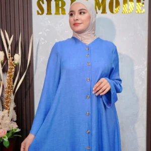 ​فستان طويل بأزرار خلفية – blue jeans